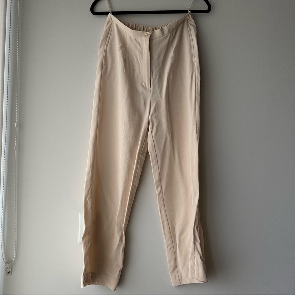 100% Silk Pants Petite Medium Ivory NWT Minimalist Chic Office Casual Capsule